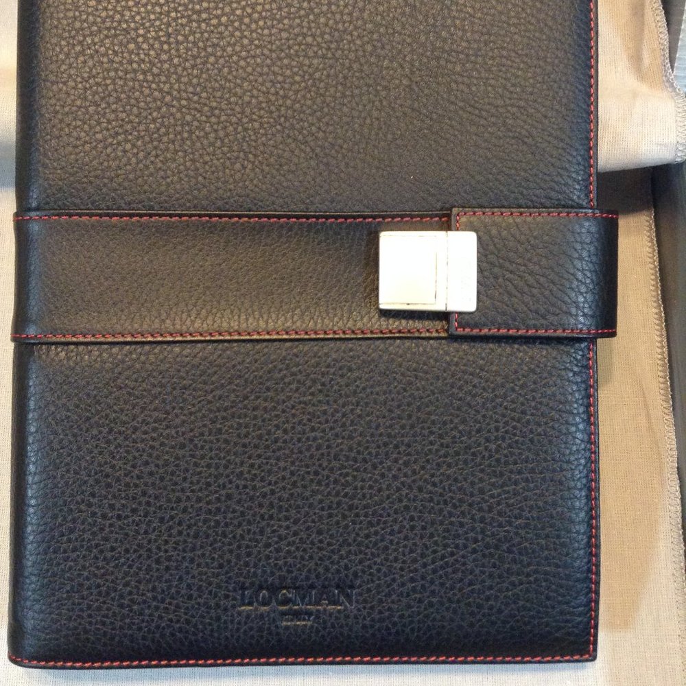 Men Woman Beautiful Leather Portfolio Agenda Organizer Black Luxury